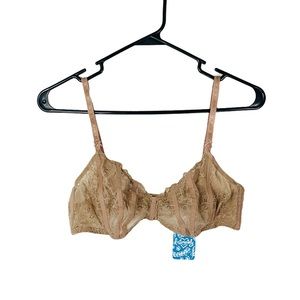 Free People intimately taupe lace bra lingerie intimate size large tan neutral